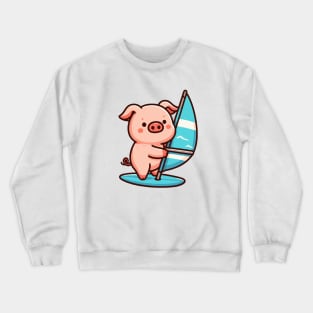 Cute pig Windsurfing Crewneck Sweatshirt